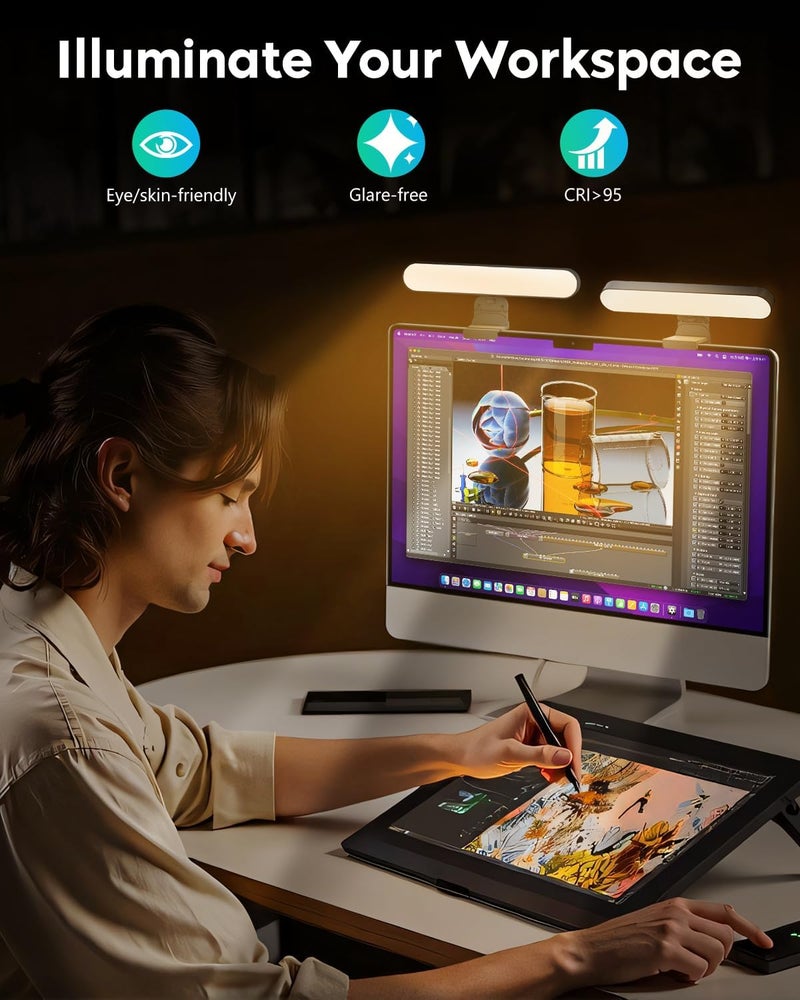 UBeesize Video Conference Lighting, LED Streaming Light for Video Calls, Webcam Light with Adjustable Monitor Mount, Zoom Lighting for Computer, Laptop Ring Light for Video Recording, Double Kit - Image 4